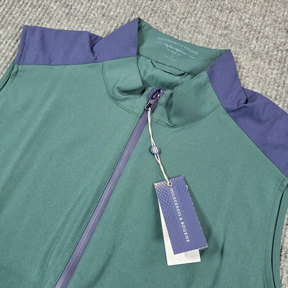 Holderness & Bourne Vest Men Large Green The Hayes Golf Windbreaker Full Zip NEW